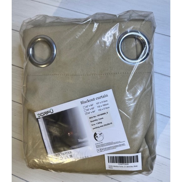 Blackout Curtains for Bedroom Beige 84 Inches Long Privacy & Noise Reducing - Picture 2 of 9